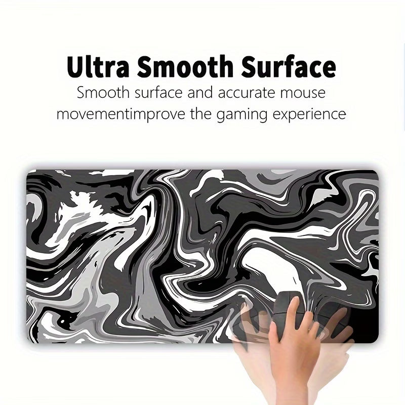Monochrome Smoke XL Desk Mat | Liquid Swirl Design
