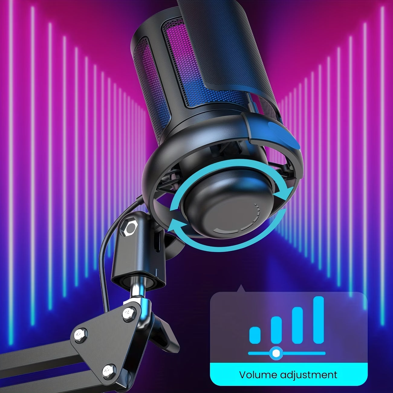 The Stream-Ready RGB Microphone Kit – USB Condenser Mic with Boom Arm