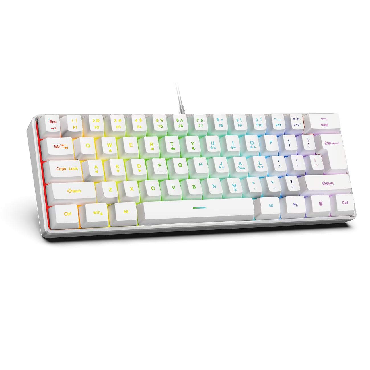 Arctic Glow 60% Mechanical Keyboard – White RGB Gaming Board