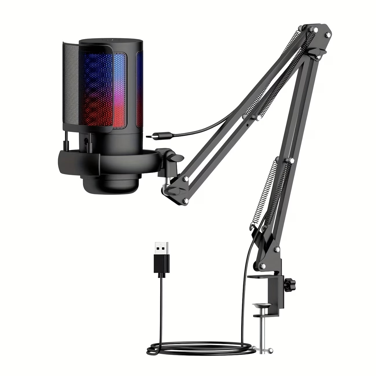 The Stream-Ready RGB Microphone Kit – USB Condenser Mic with Boom Arm