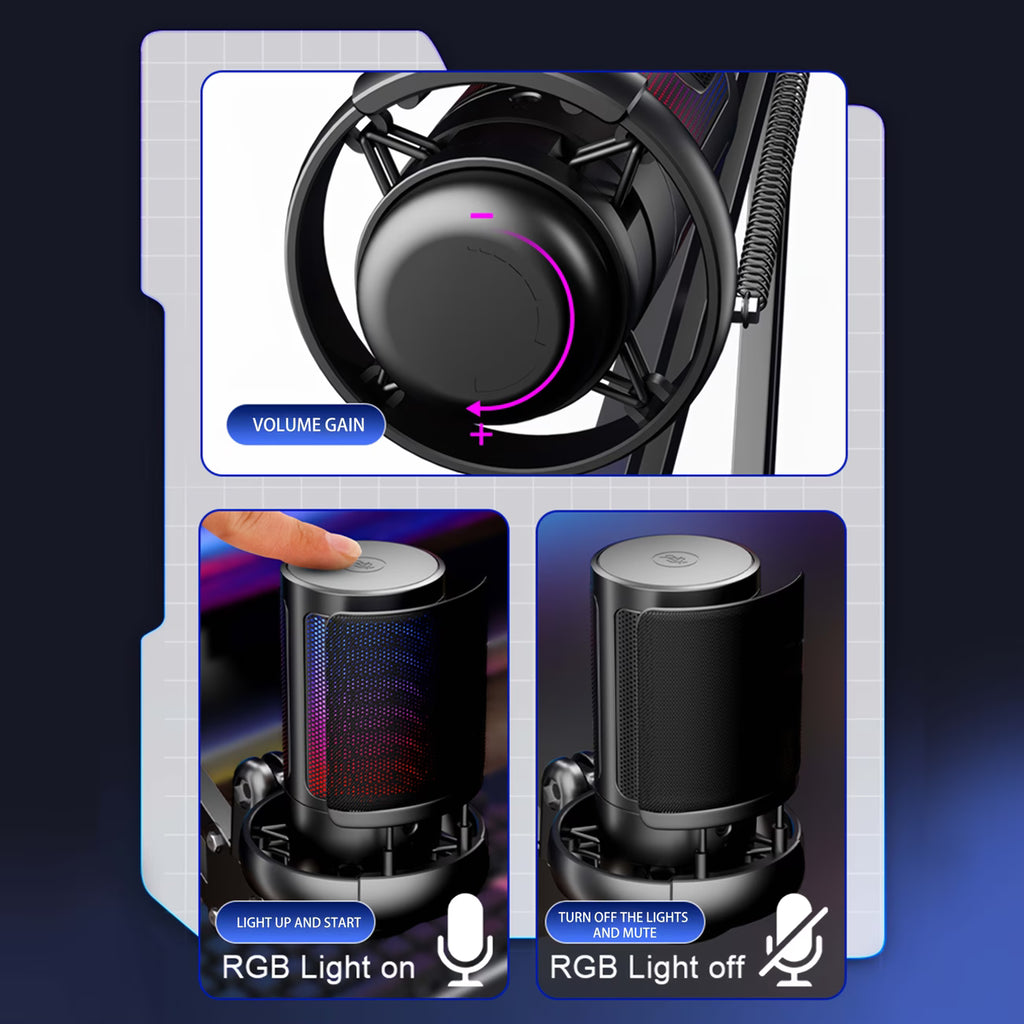 The Stream-Ready RGB Microphone Kit – USB Condenser Mic with Boom Arm