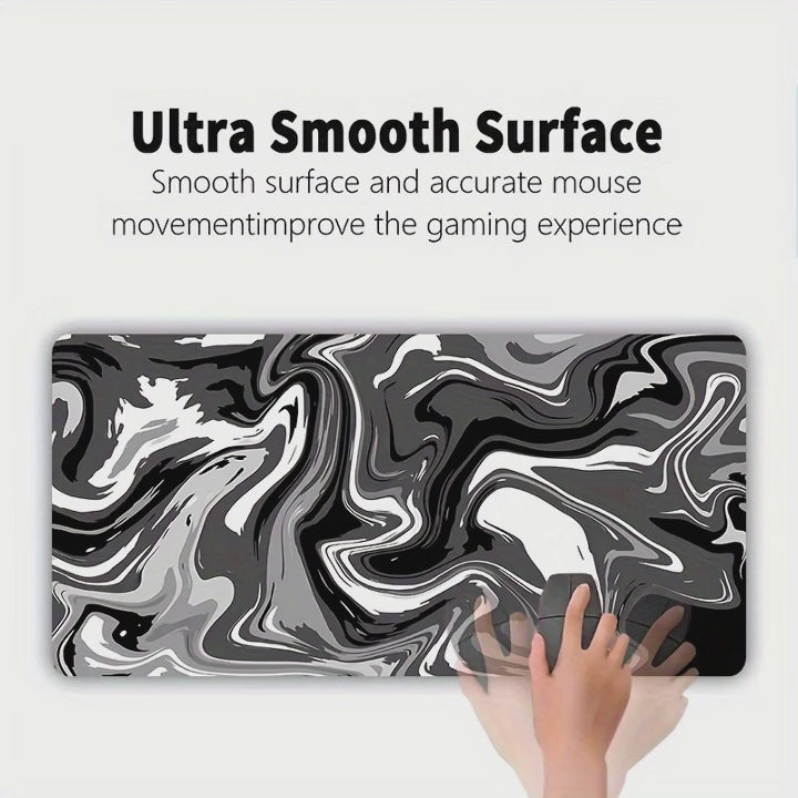 Monochrome Smoke XL Desk Mat | Liquid Swirl Design