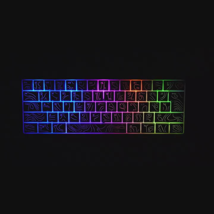 Topo-Glow 60% Mechanical Keyboard – RGB Backlit Topographic Keycaps