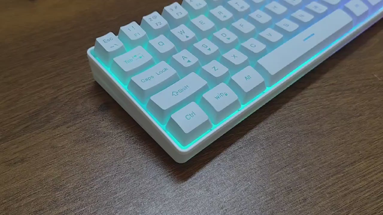 Arctic Glow 60% Mechanical Keyboard – White RGB Gaming Board